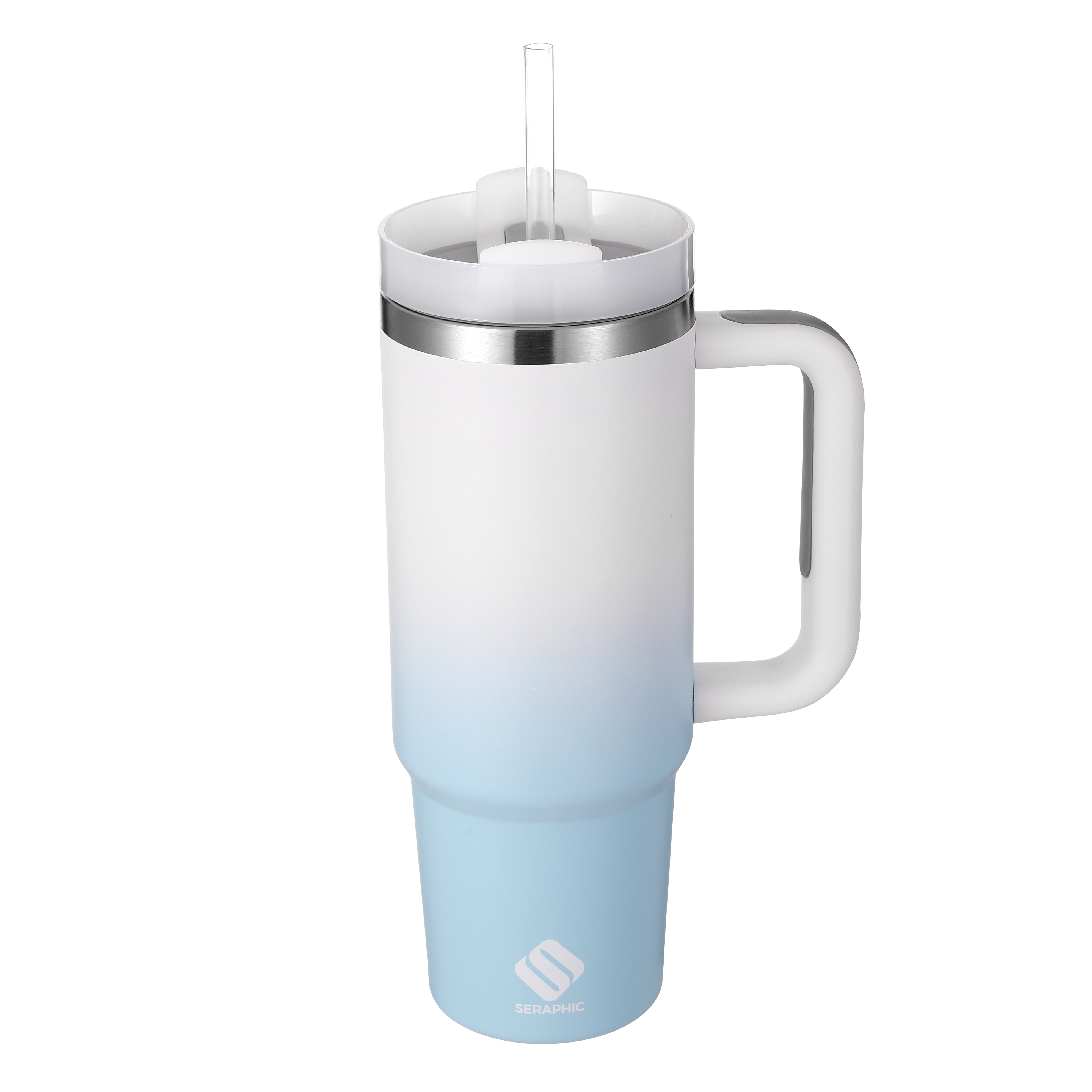 30oz Stainless Steel Tumbler with Straw – Blue