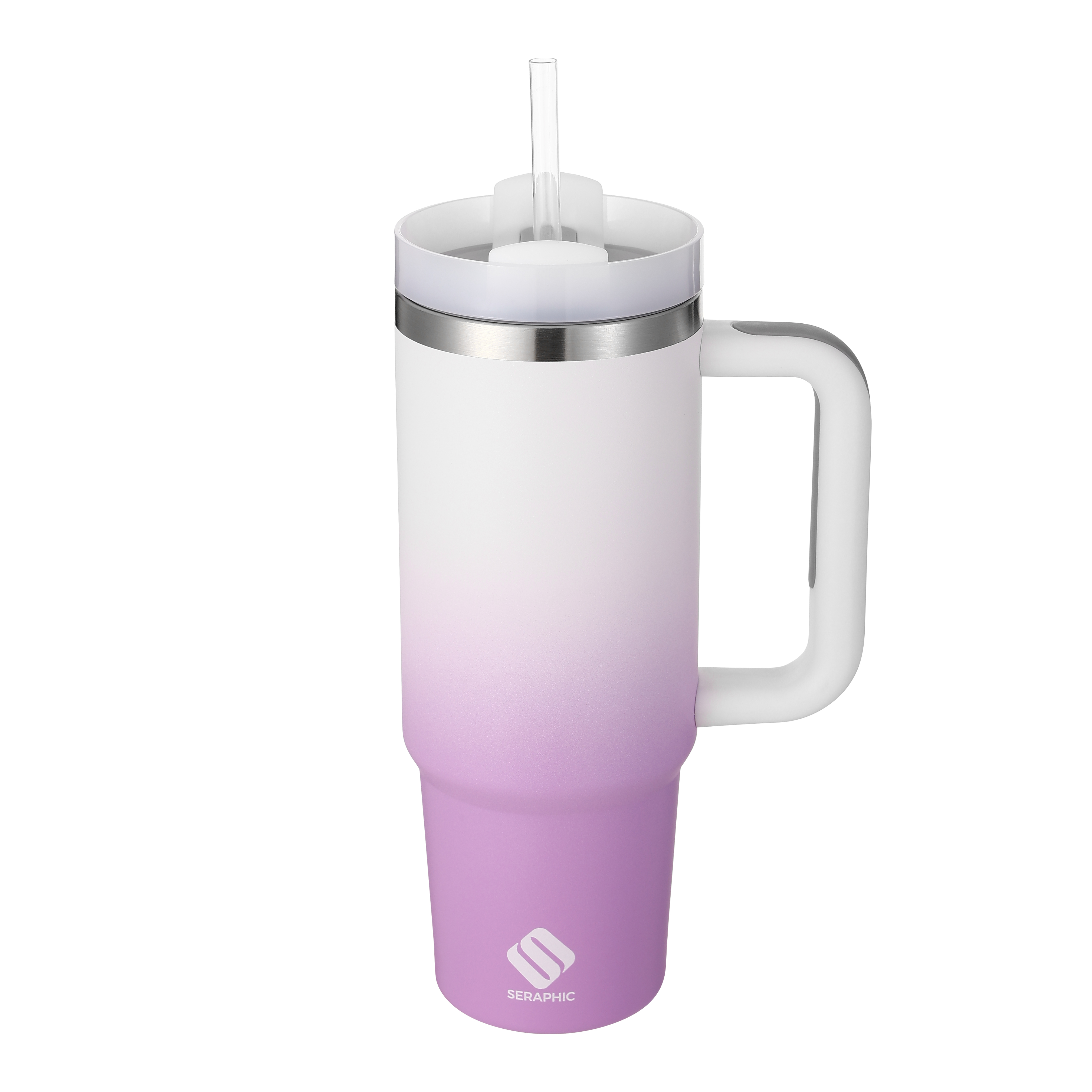 30oz Stainless Steel Tumbler with Straw – Purple