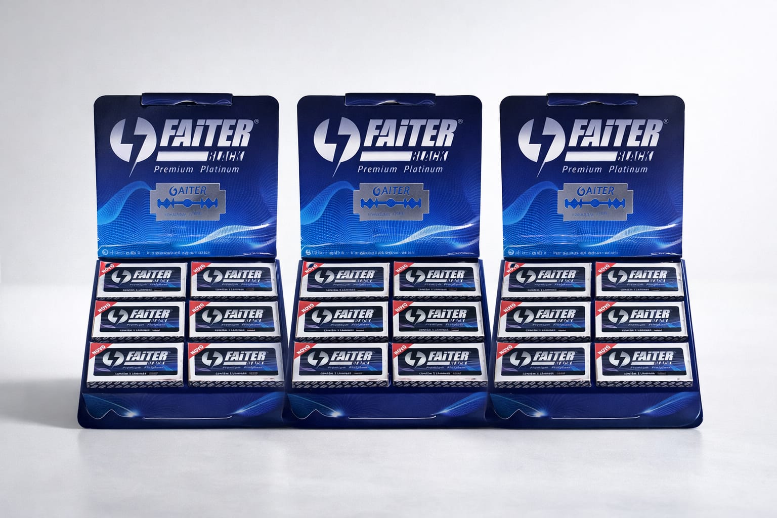 LÂMINA DE BARBEAR FAITER PLATINUM KIT COM 30 EMBALAGENS DE LAMINA