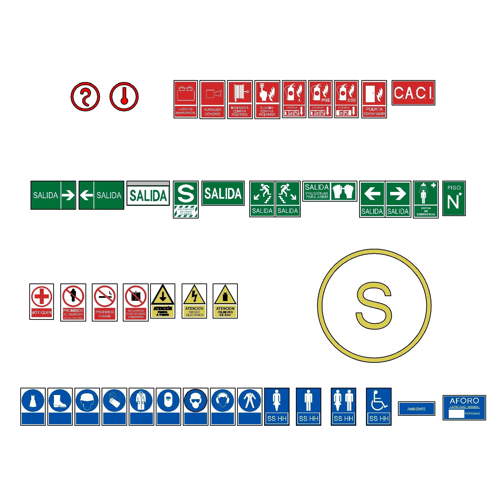 Paquete Señalética y Evacuacion para proyectos BIM