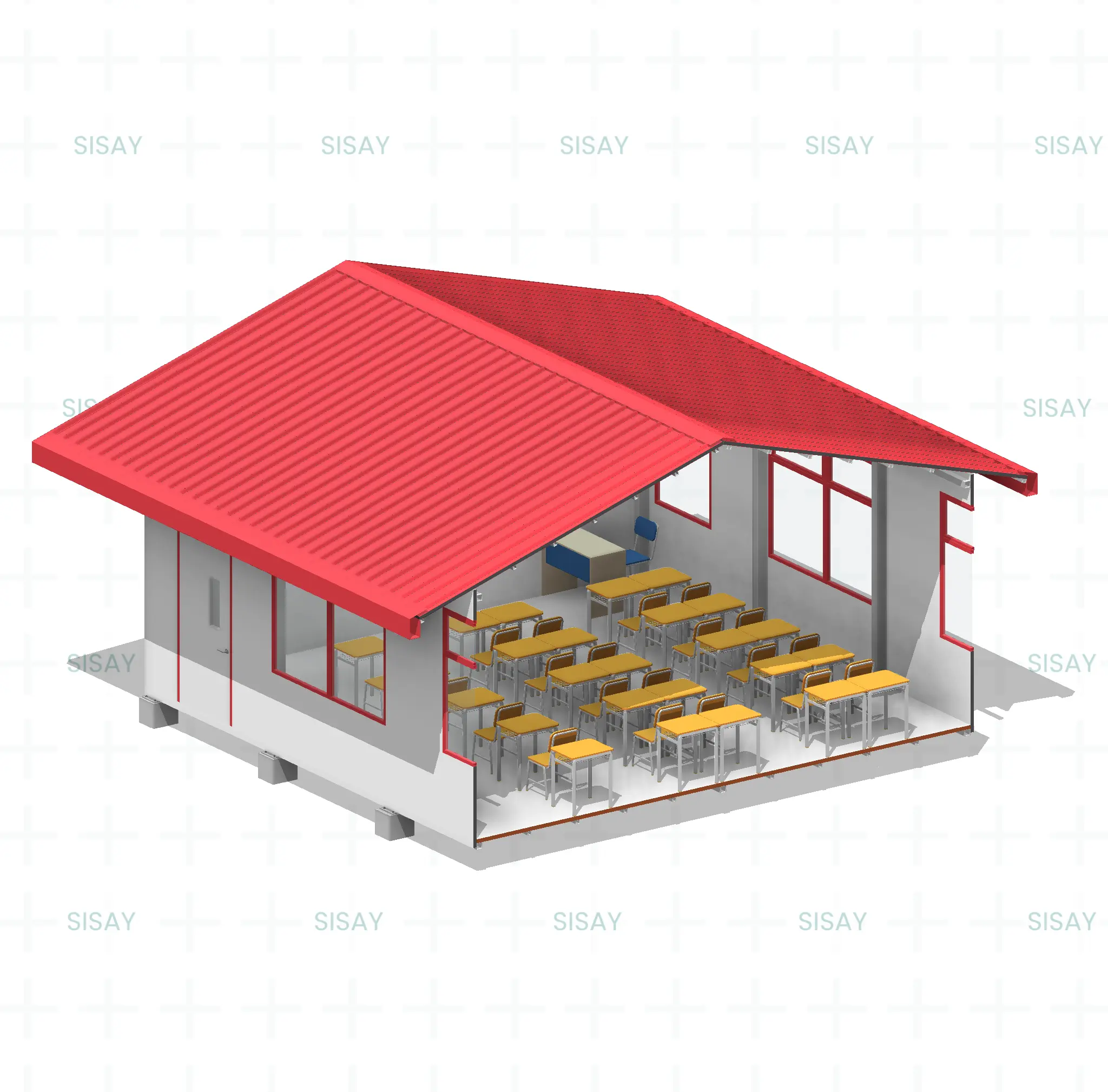 Modelo BIM LOD 300 – Módulo Prefabricado Aula Tipo Sierra
