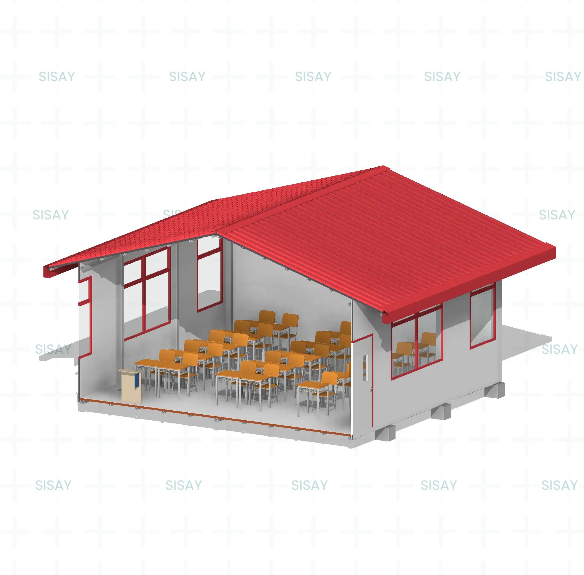 Modelo BIM LOD 300 – Módulo Prefabricado Aula Tipo Sierra 