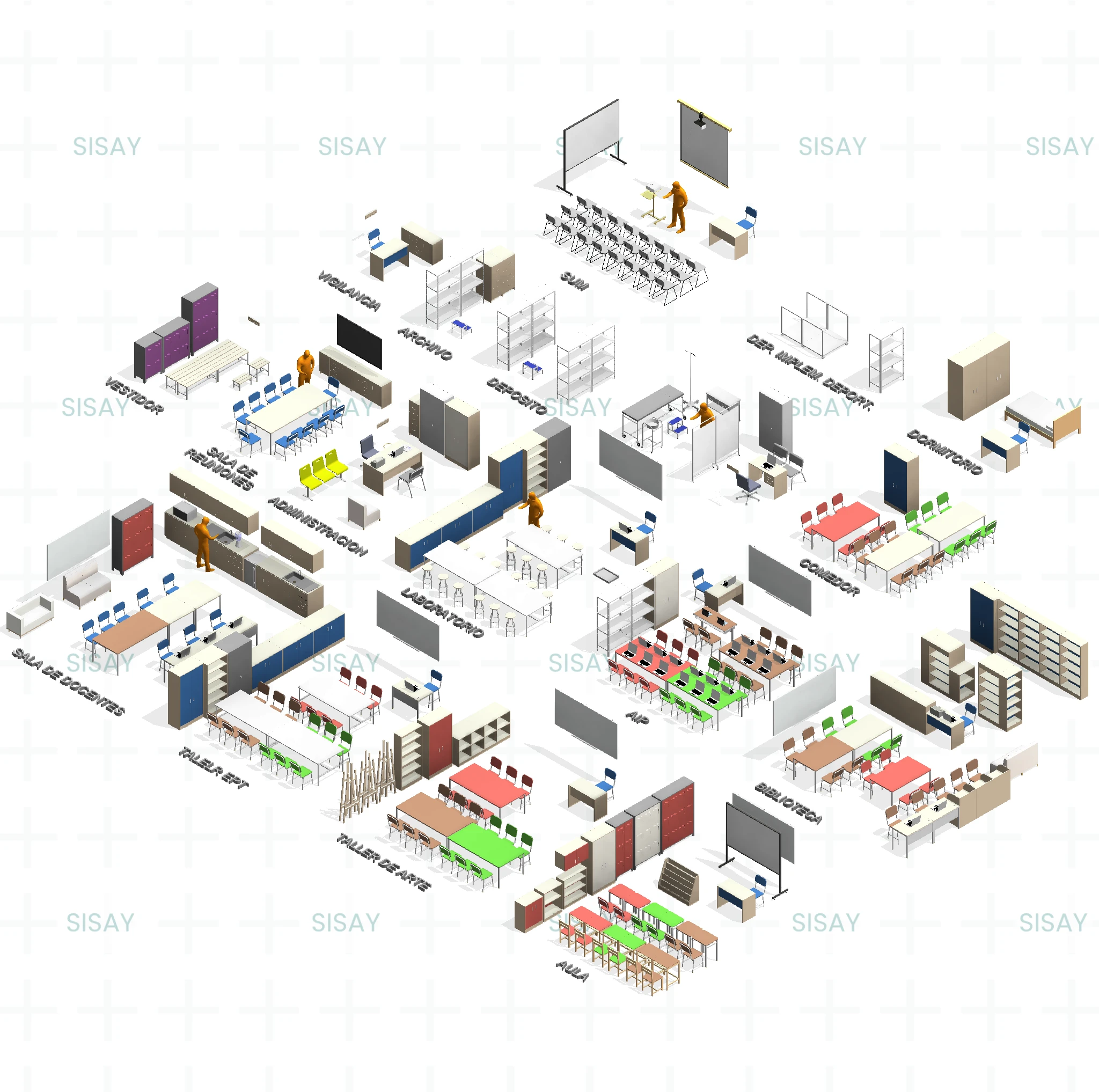 Paquete BIM Nivel Secundaria – Mobiliario y Equipamiento Escolar según Normativa MINEDU