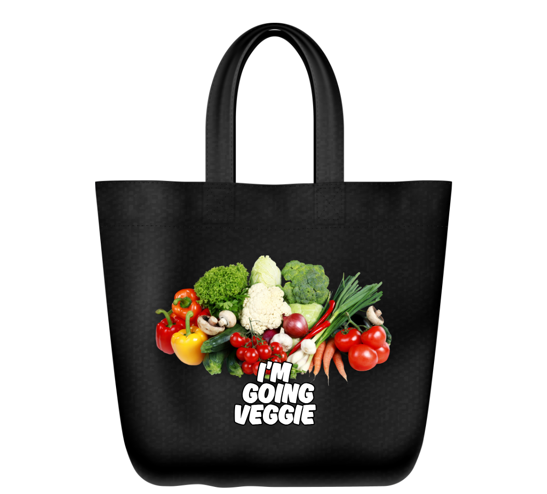 Printed Veggie Black Tote