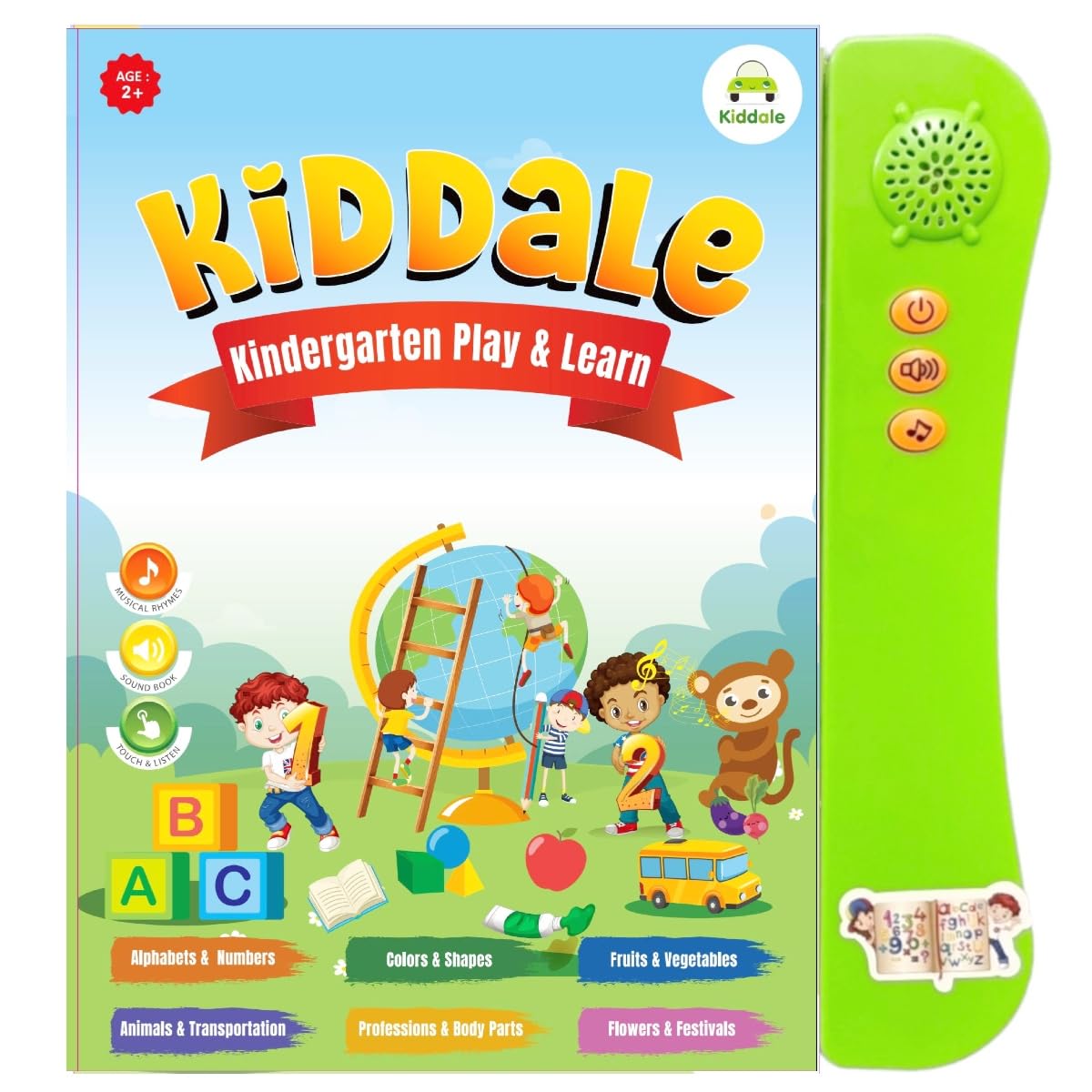 Kiddale ABC & 123 Intelligent Book For Kids |Interactive, Musical, Educational, Speaking, Talking Ebook Rhymes And Stories Best Gift For Ages 1-4+,Multicolour