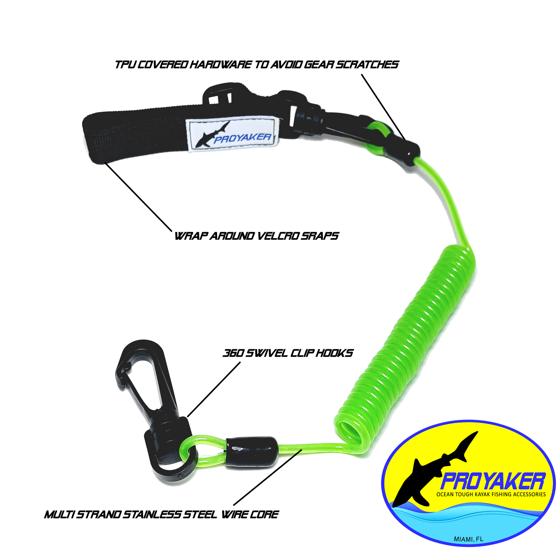 PROYAKER Rail or H Rail leash, keeps your tools and fishing rods safe and secured.