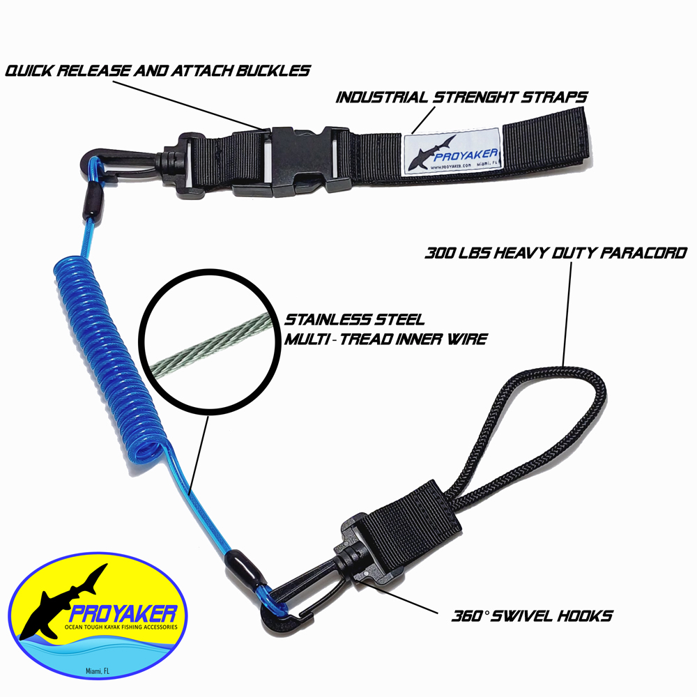 Heavy Duty Tackle and Gear Fishing Rod Leash for Offshore Boat and Kayak