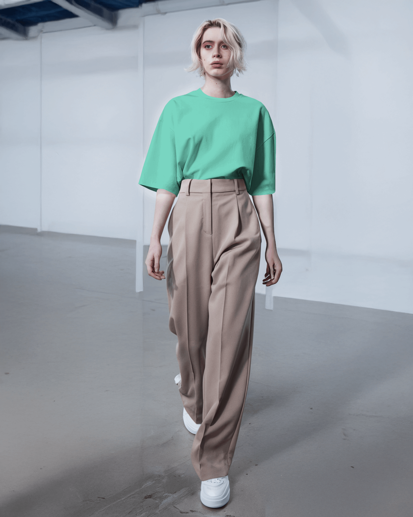 Soft Sage – Women's Plain Oversized Tee 200 GSM