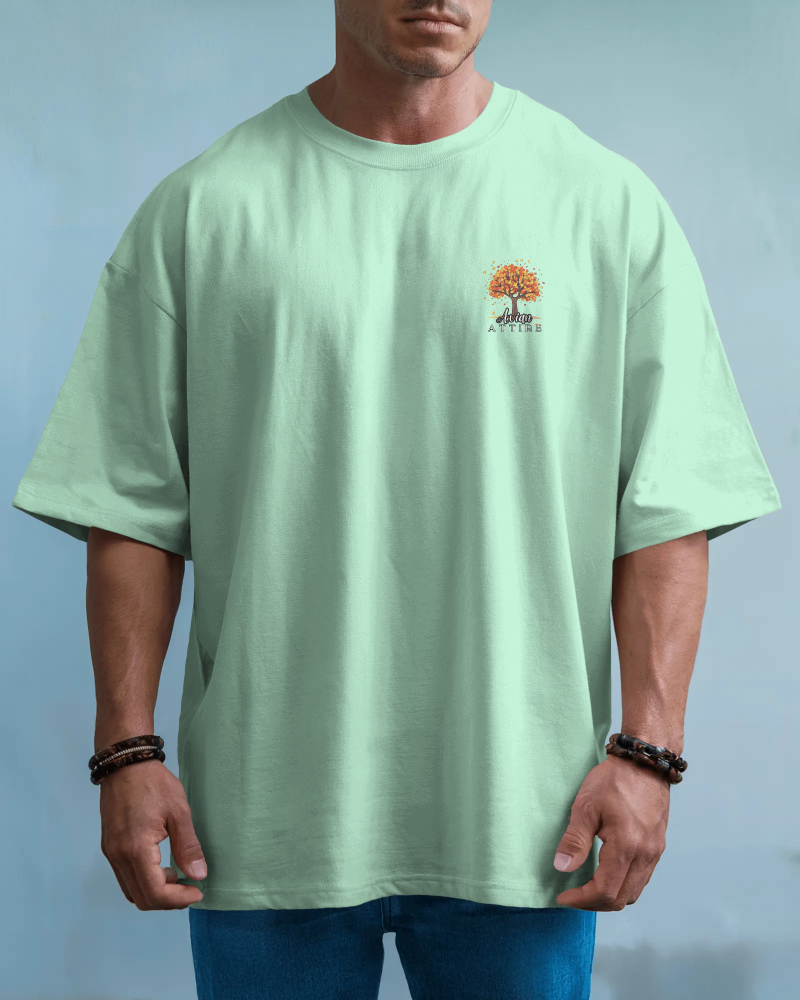 Sage Green Oversized Graphic T-Shirt – 230 GSM