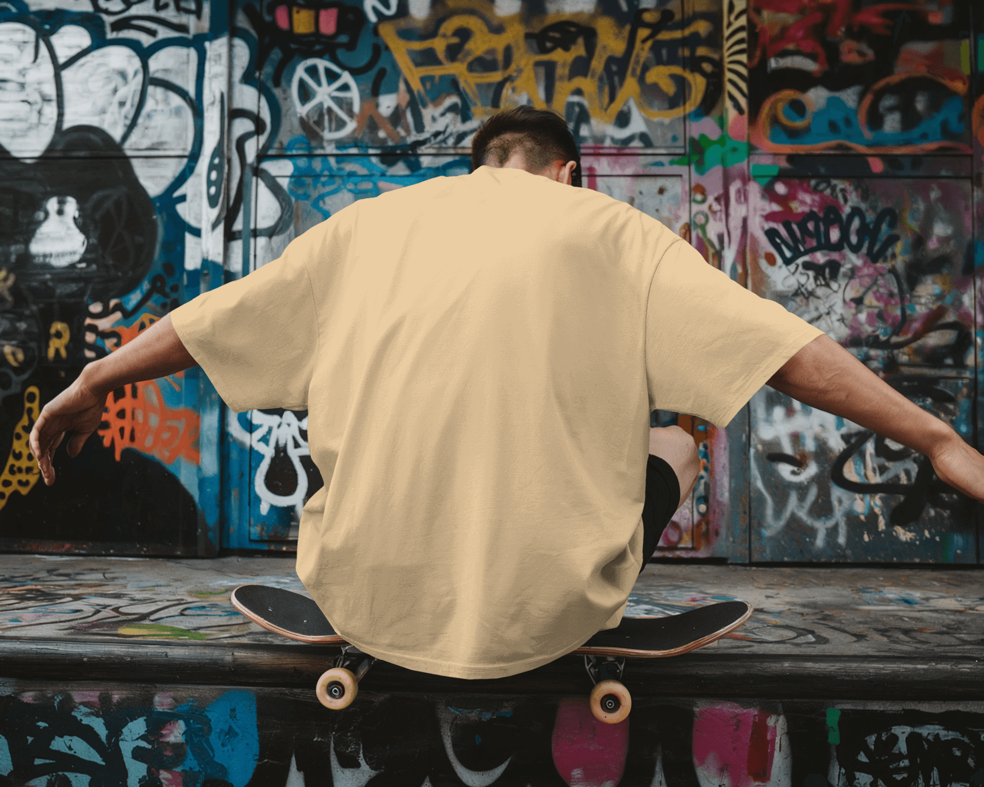 Beige Oversized Graphic T-Shirt – 230 GSM