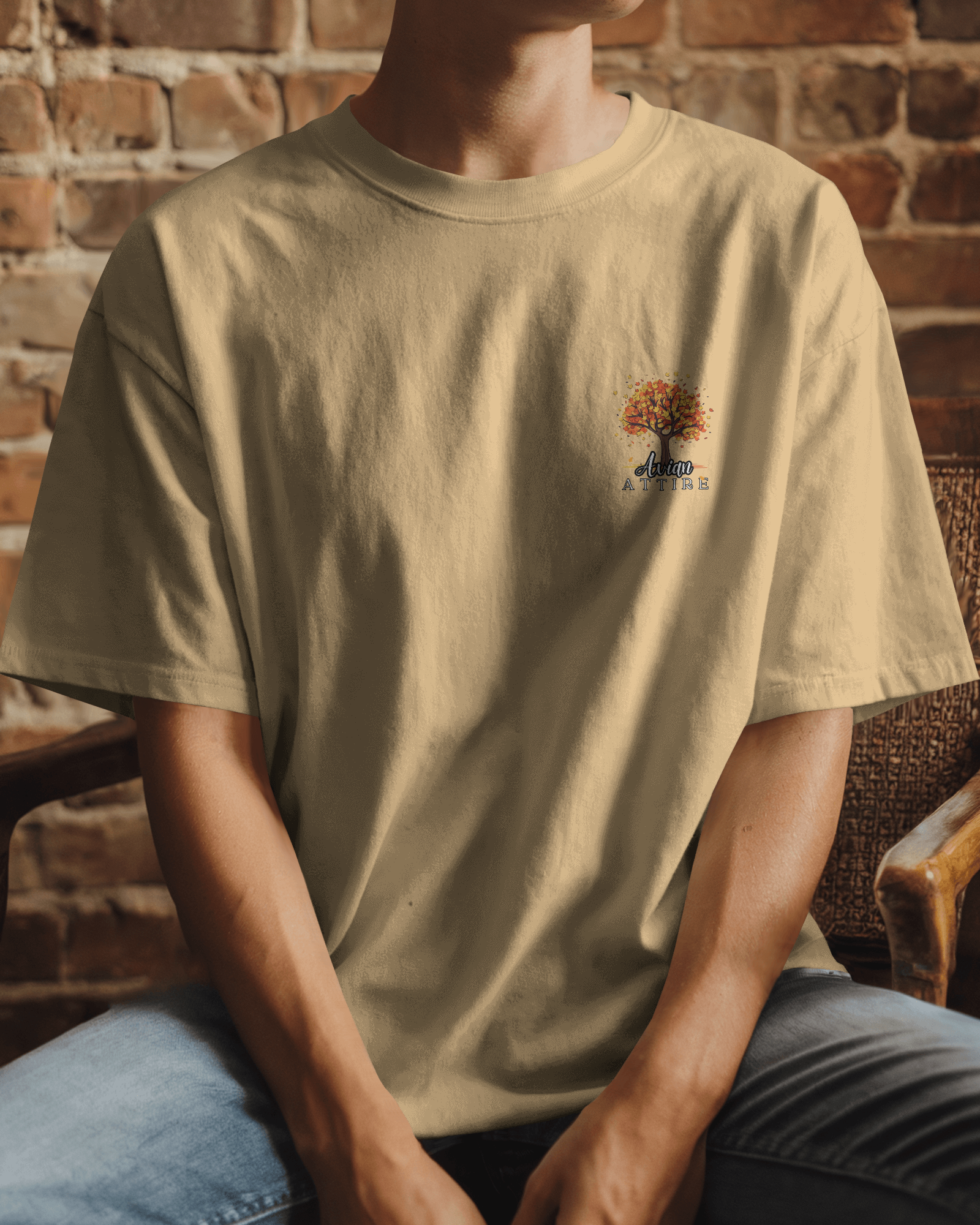 Beige Oversized Graphic T-Shirt – 230 GSM