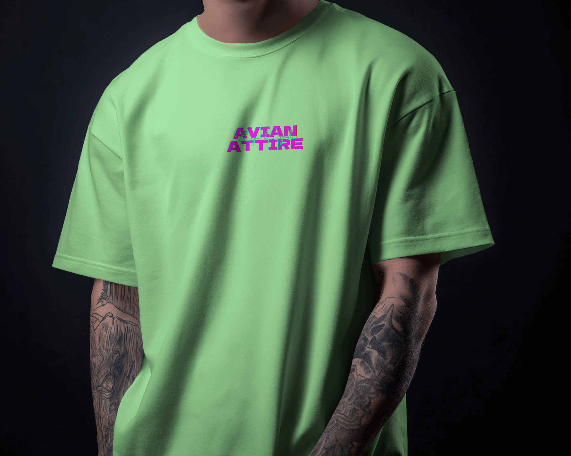 Sage Green Oversized T-Shirt – 260 GSM | Avian Attire Signature Print