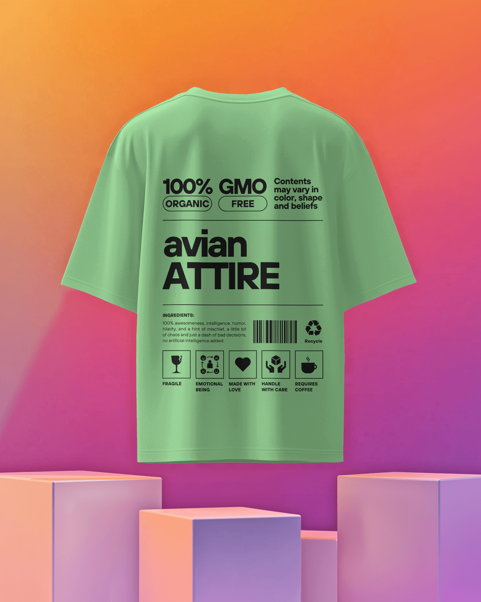 Sage Green Oversized T-Shirt – 260 GSM | Avian Attire Signature Print