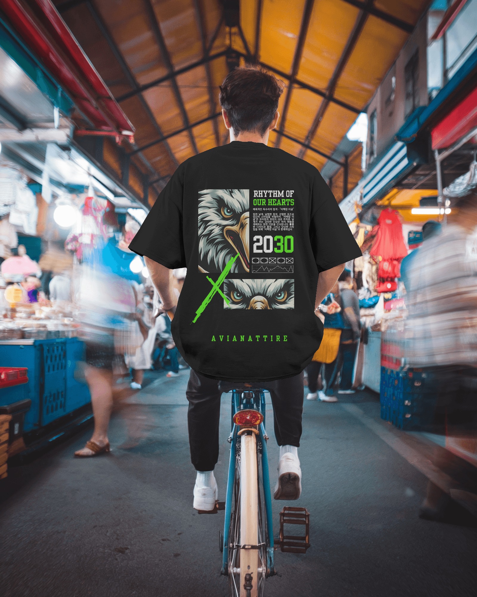 Black Oversized T-Shirt – 260 GSM | Fierce Eagle Graphic