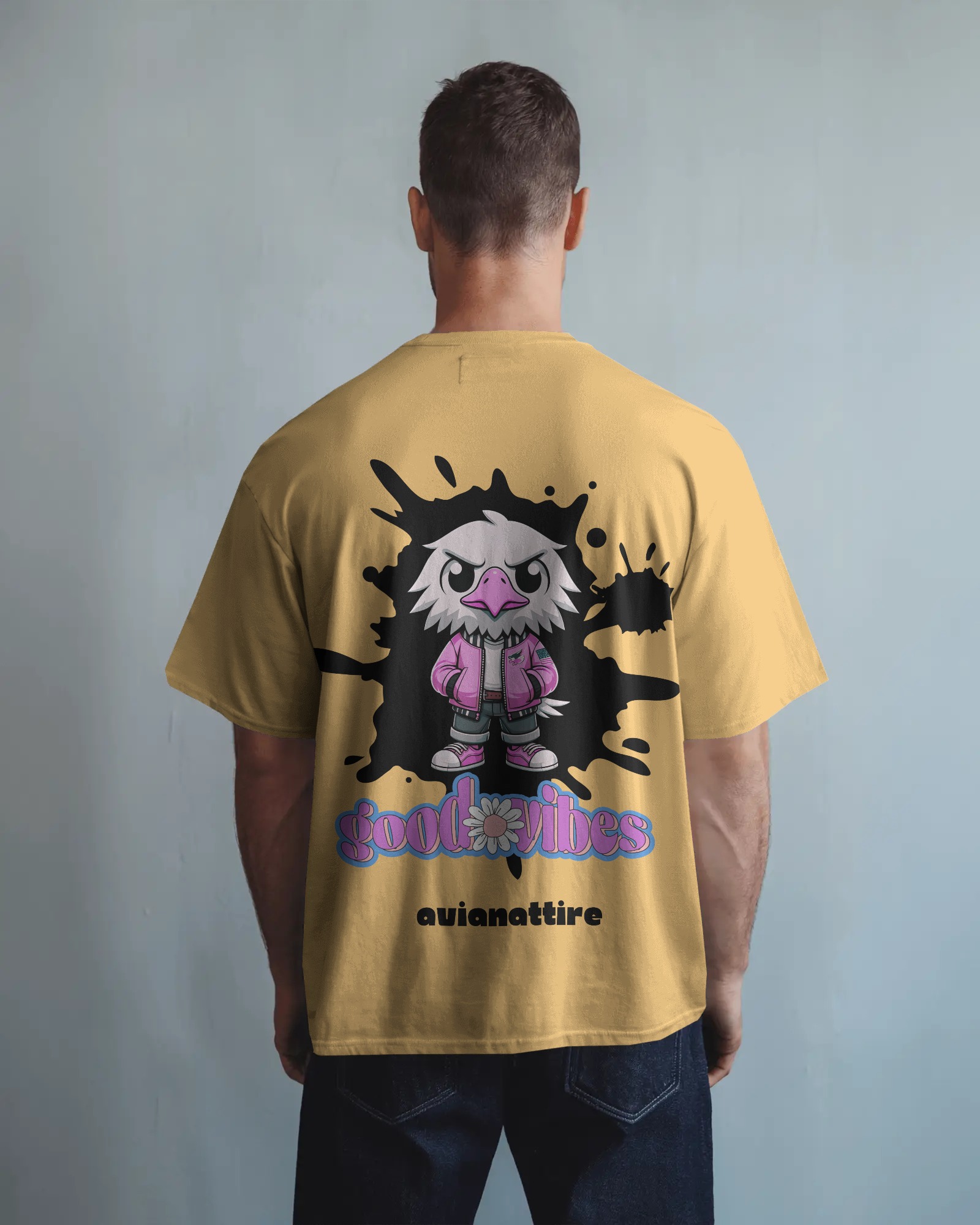 Beige Oversized T-Shirt – 260 GSM | Majestic Eagle Graphic