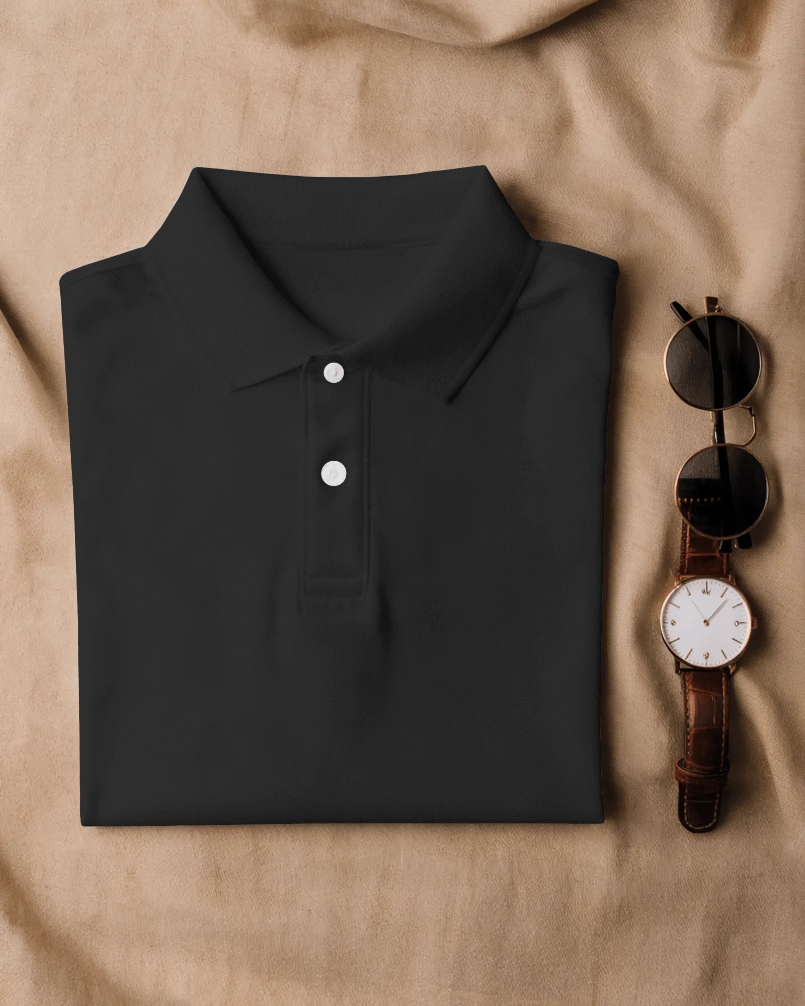 Black Polo T-Shirt – 240 GSM | Sleek & Premium Everyday Essential