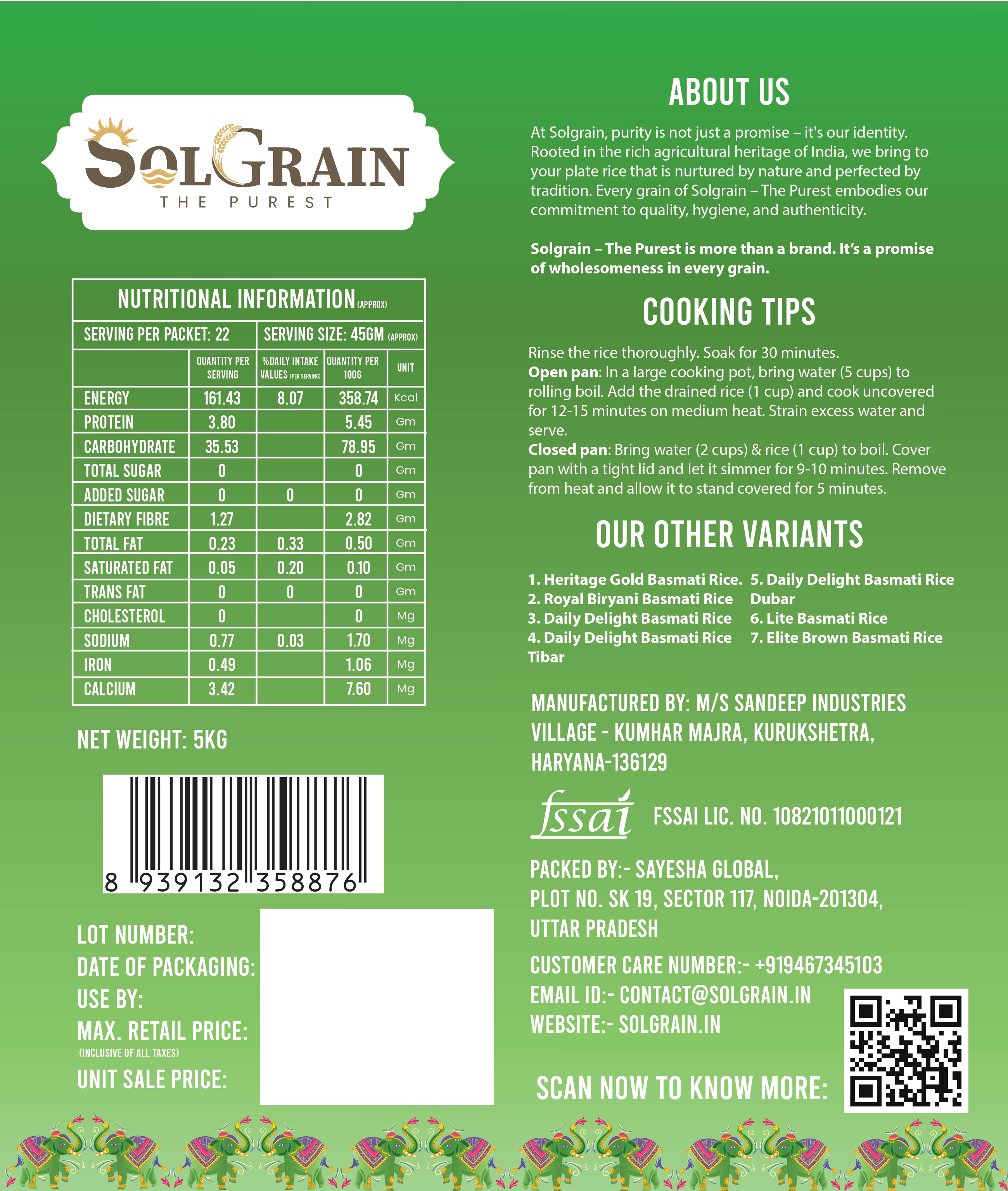 SOLGRAIN Premium Basmati Rice