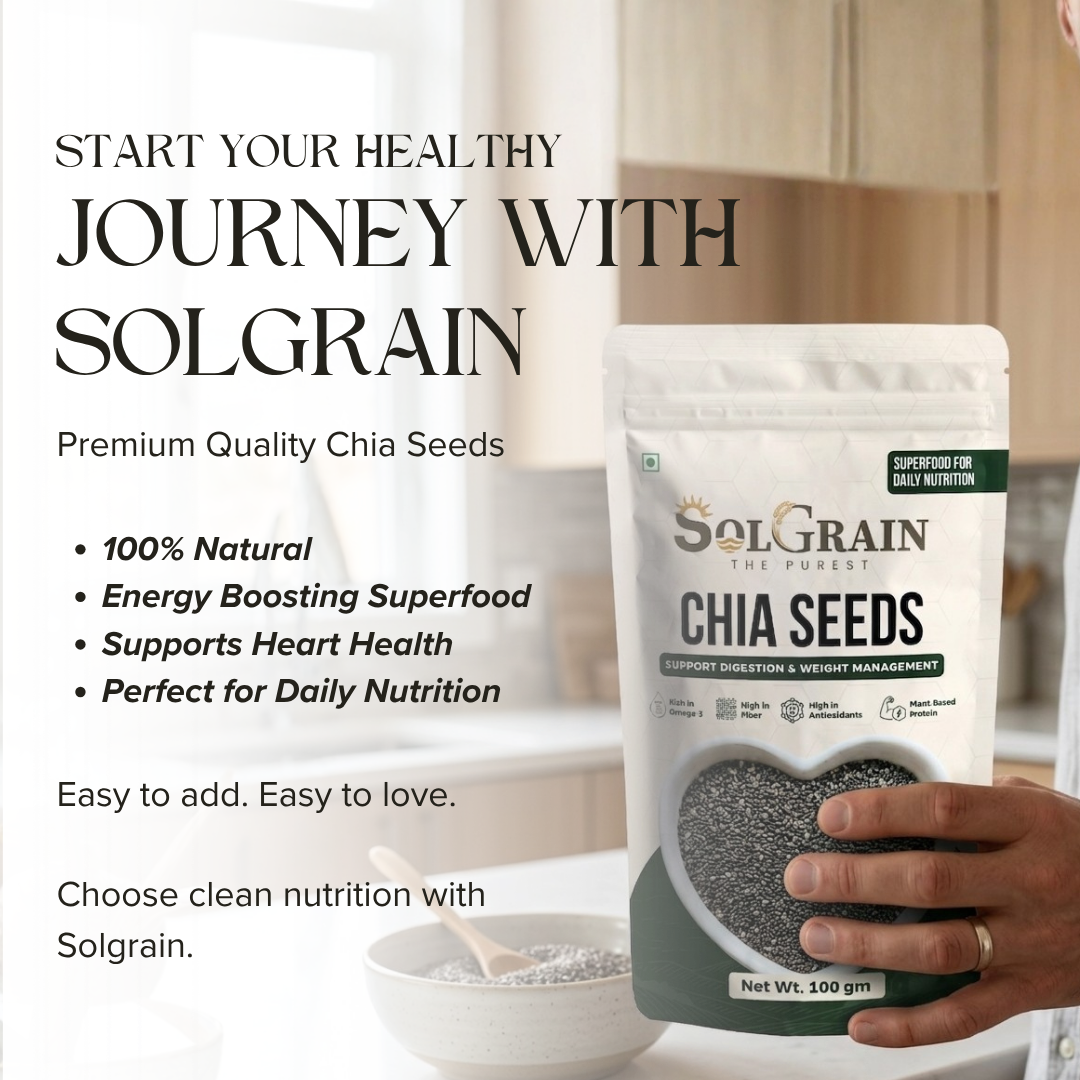 SOLGRAIN for Weight Loss with Omega 3 , Zinc and Fiber, Calcium Rich Chia Seeds