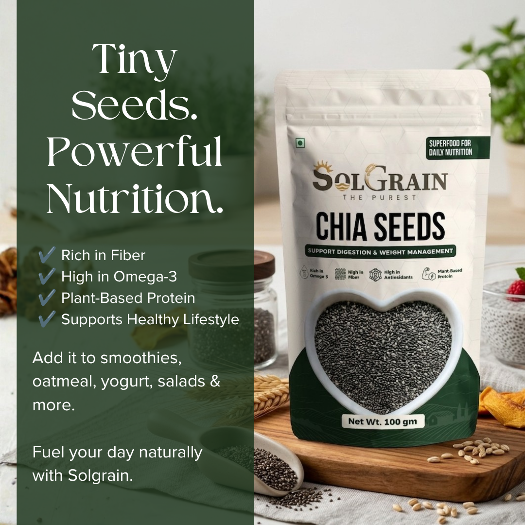 SOLGRAIN for Weight Loss with Omega 3 , Zinc and Fiber, Calcium Rich Chia Seeds