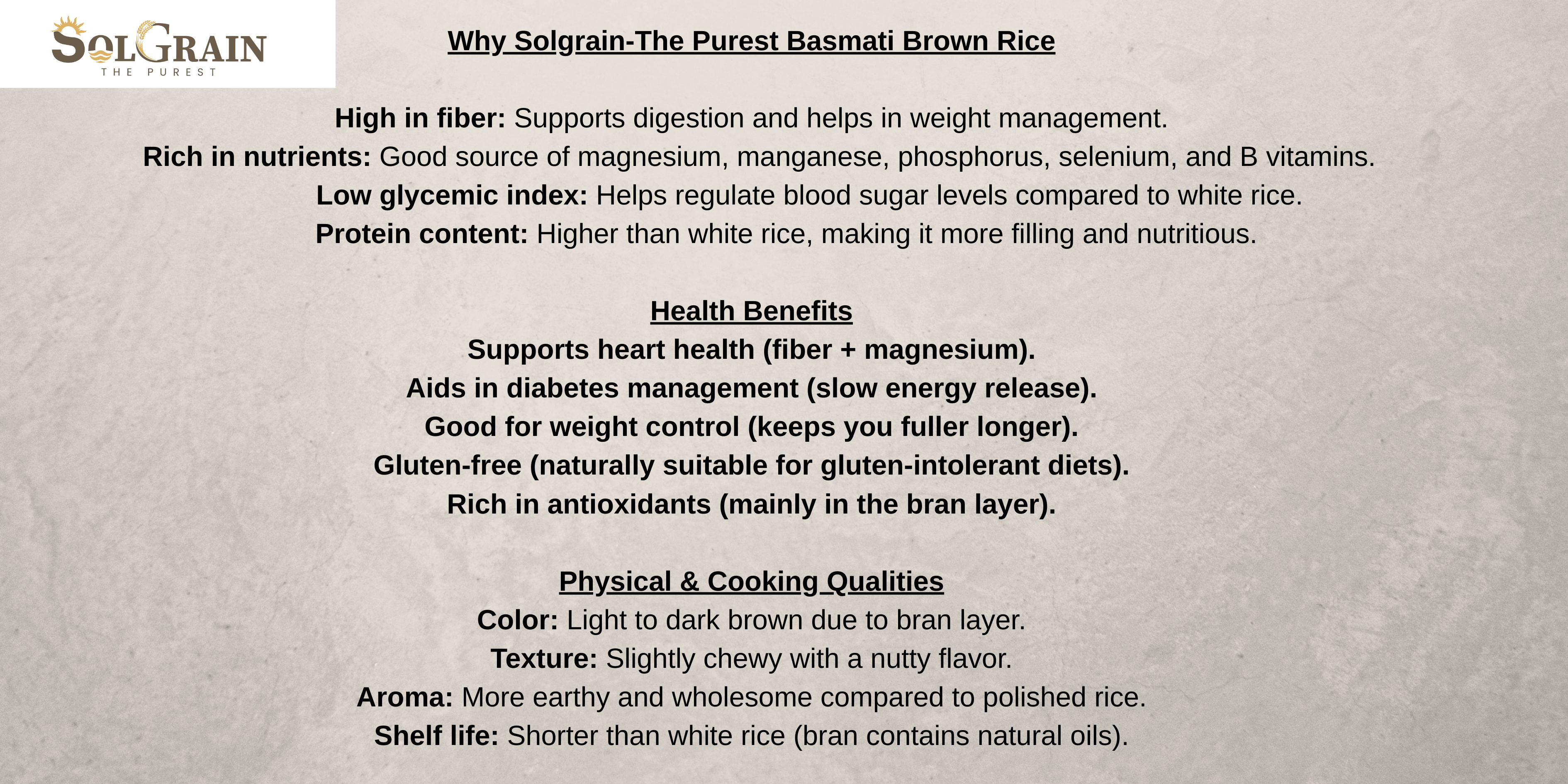 SOLGRAIN Elite Brown Basmati Rice