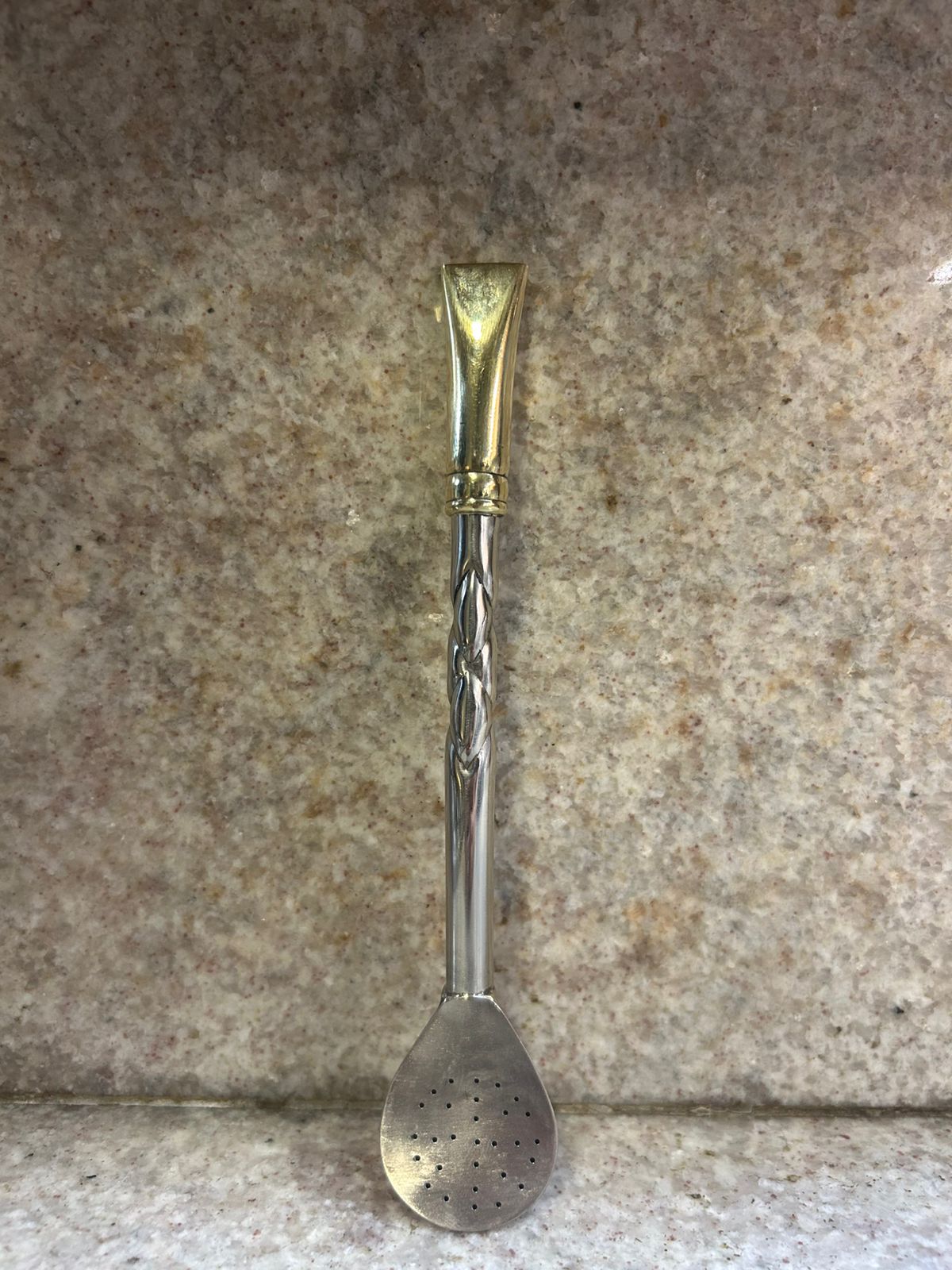 Bombillon recto de alpaca y bronce 