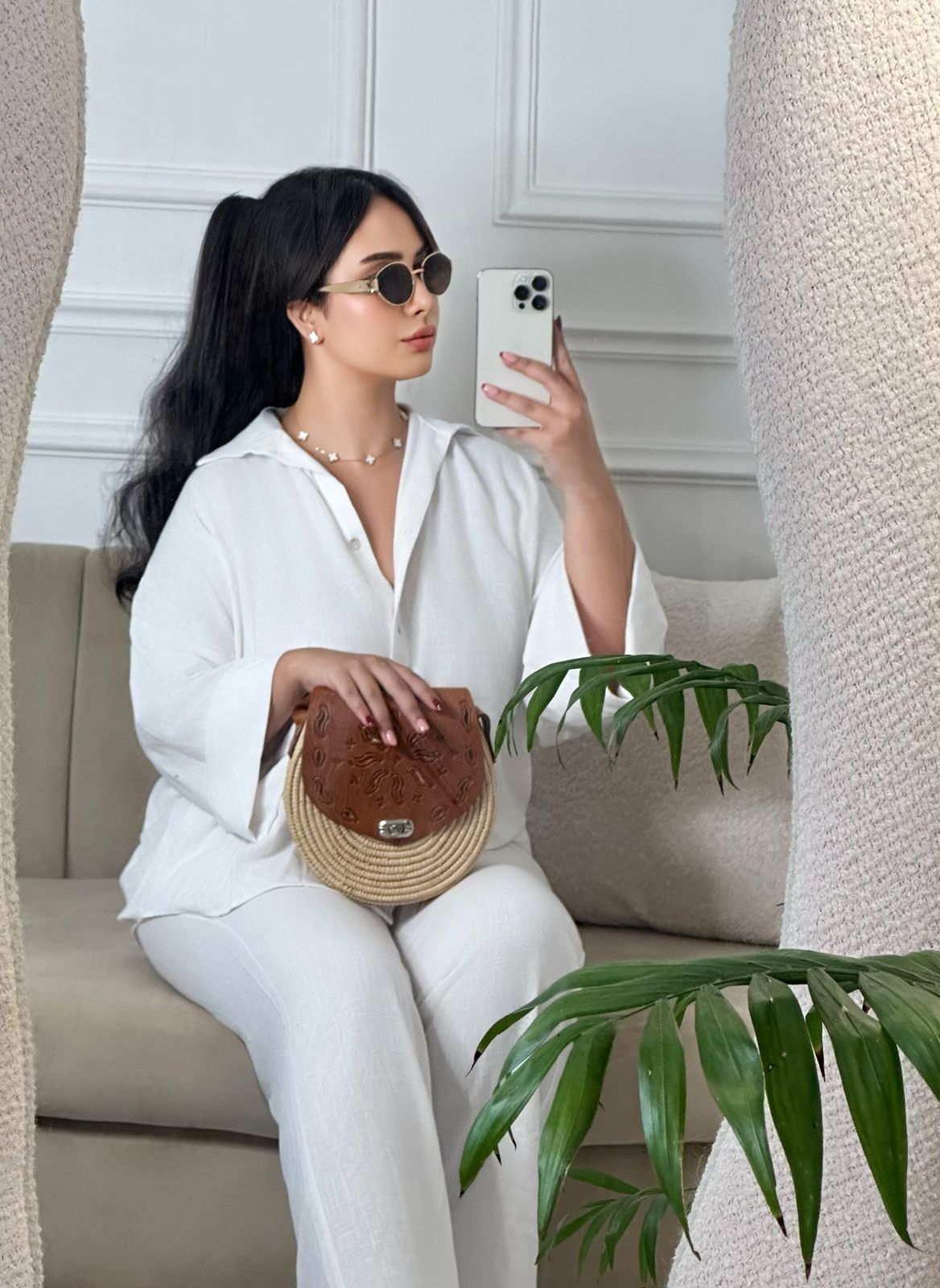 Ensemble en lin blanc pur