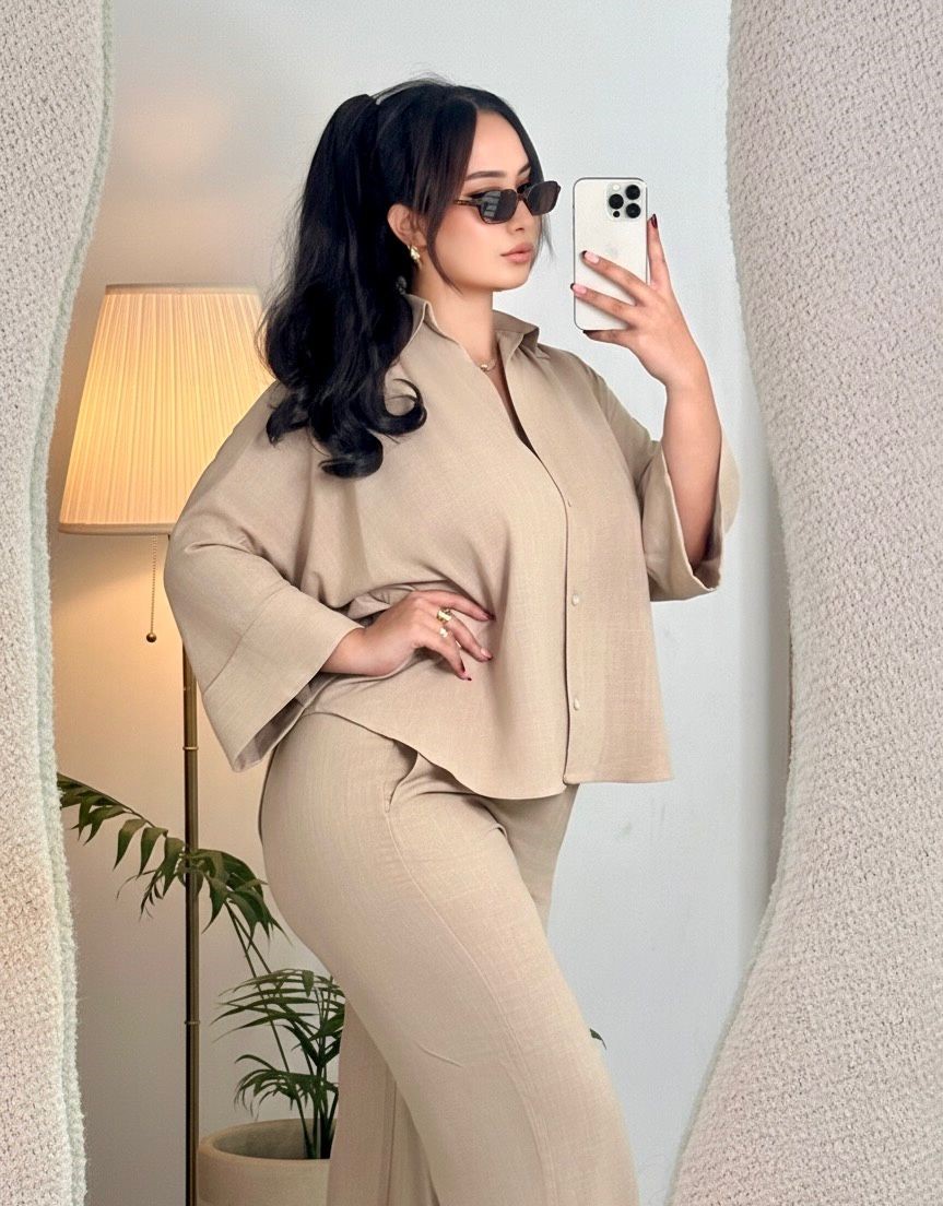 Ensemble en lin beige