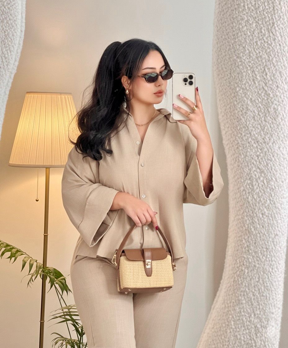 Ensemble en lin beige