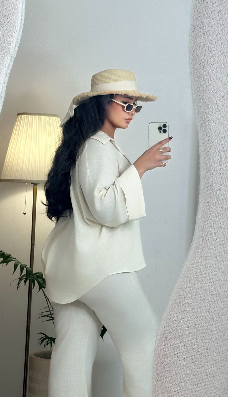 Ensemble en lin blanc crème