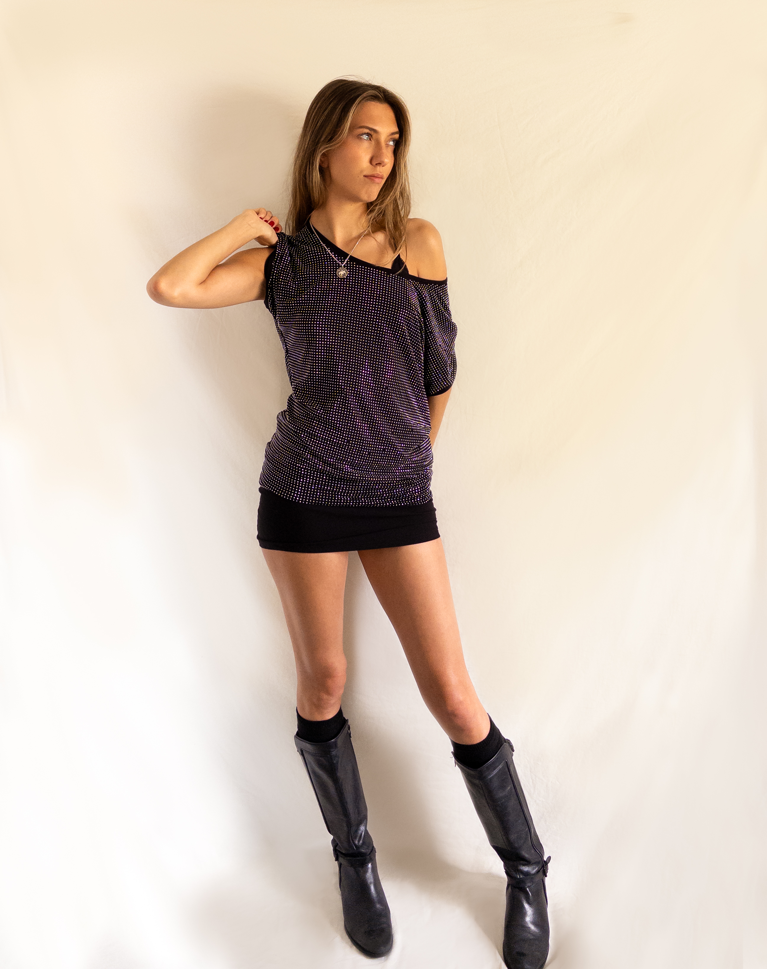 Rhinestone Slouch Top