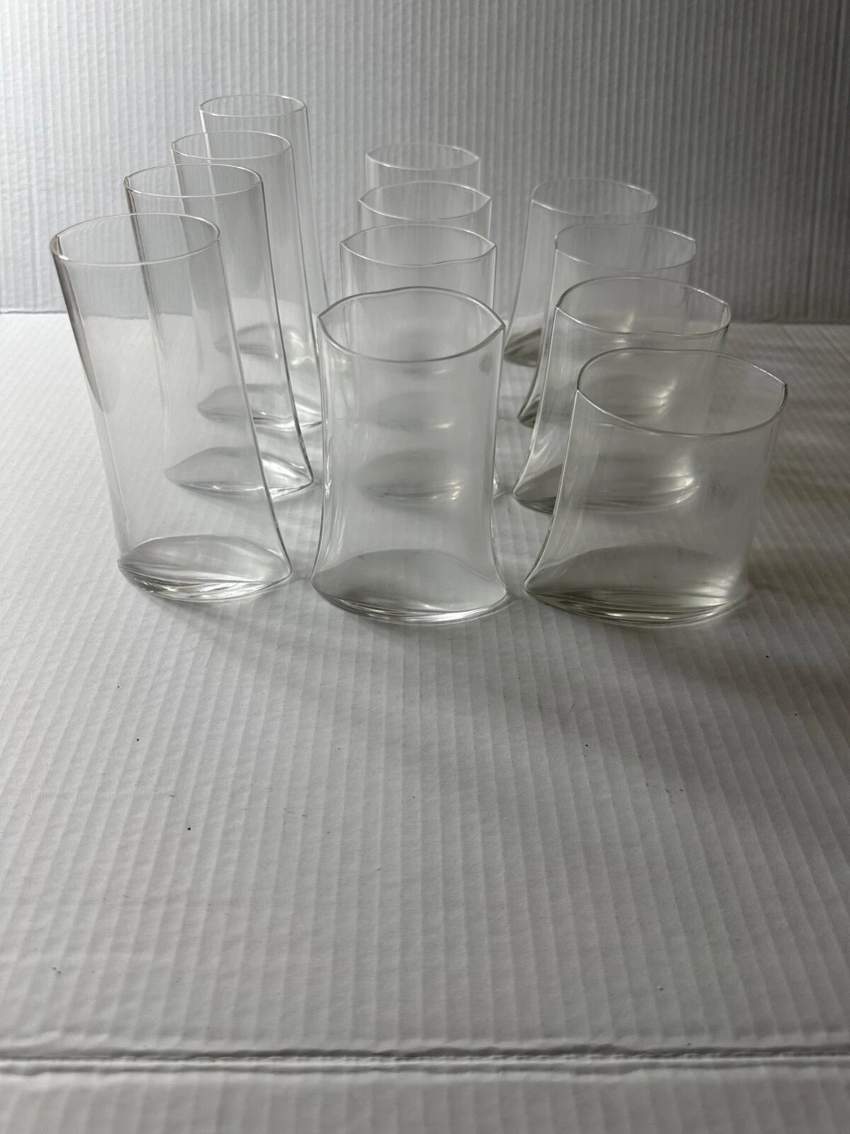 Crinkle Futuro Glass by Designer Makoto Komatsu Set of 12 - Extremely Rare 1979
