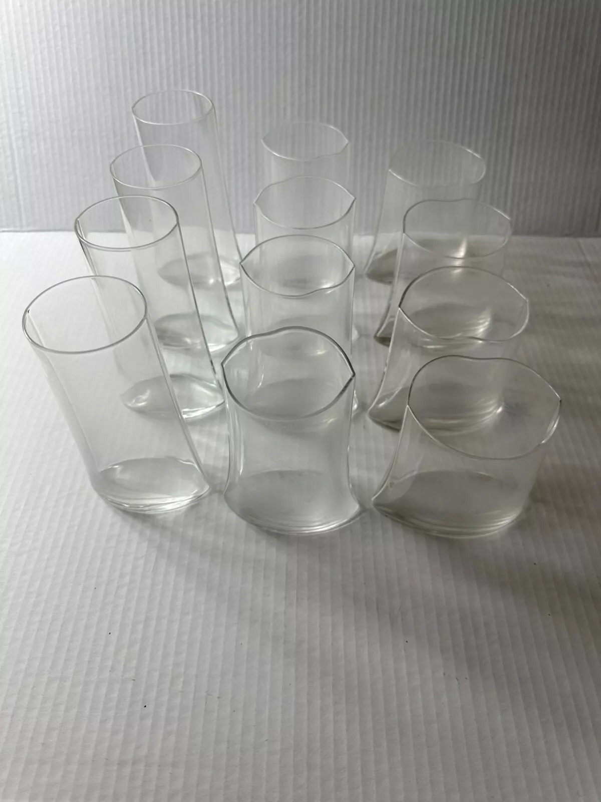 Crinkle Futuro Glass by Designer Makoto Komatsu Set of 12 - Extremely Rare 1979