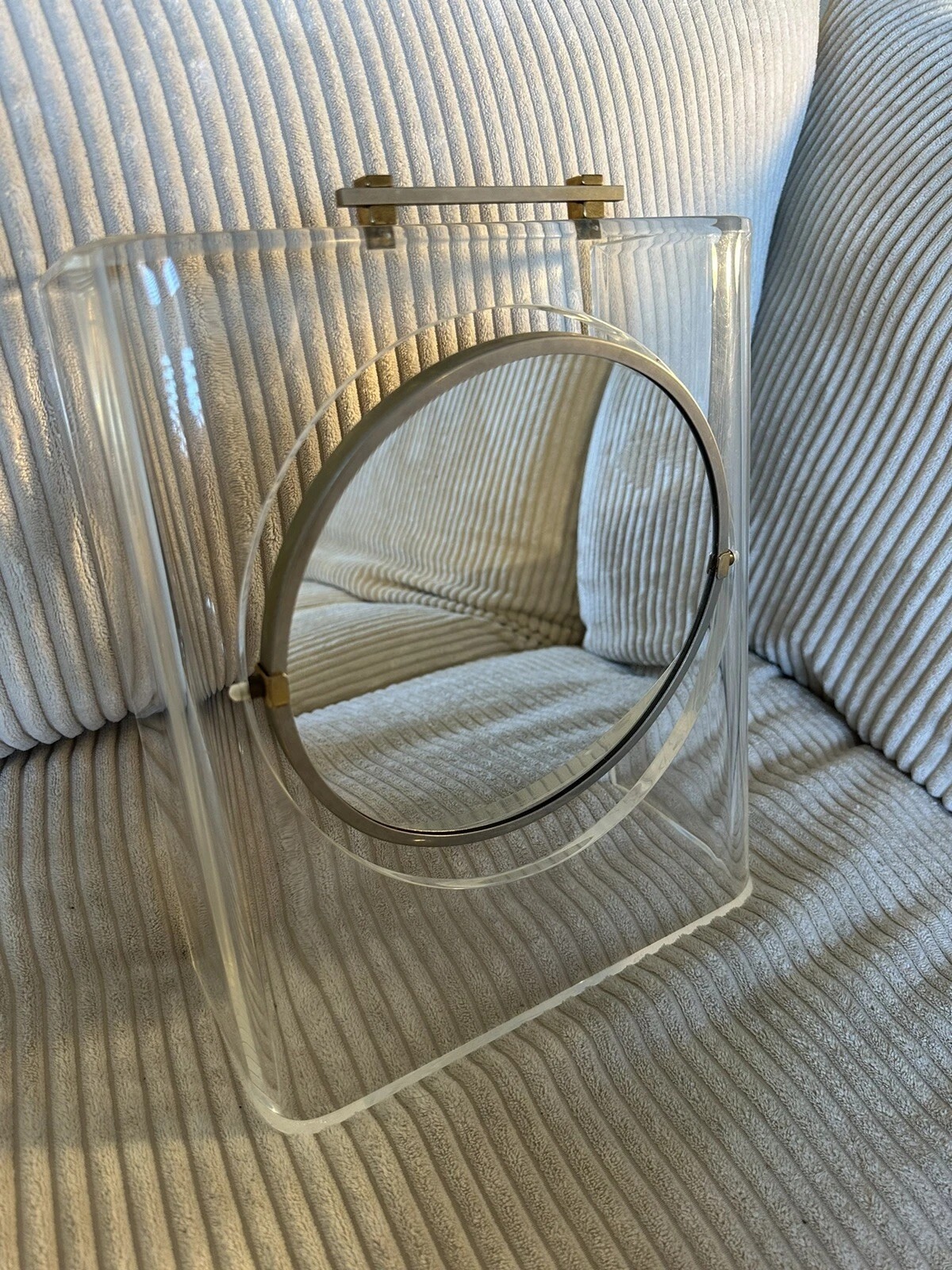 RARE Vintage 1960’s Beautiful Lucite Brass Tabletop Vanity Mirror