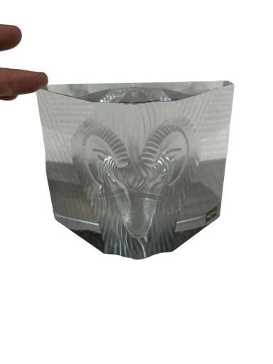 HOYA Crystal Ram Head Paperweight