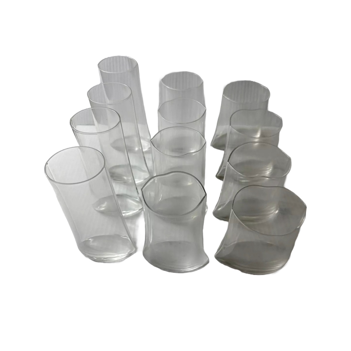 Crinkle Futuro Glass by Designer Makoto Komatsu Set of 12 - Extremely Rare 1979