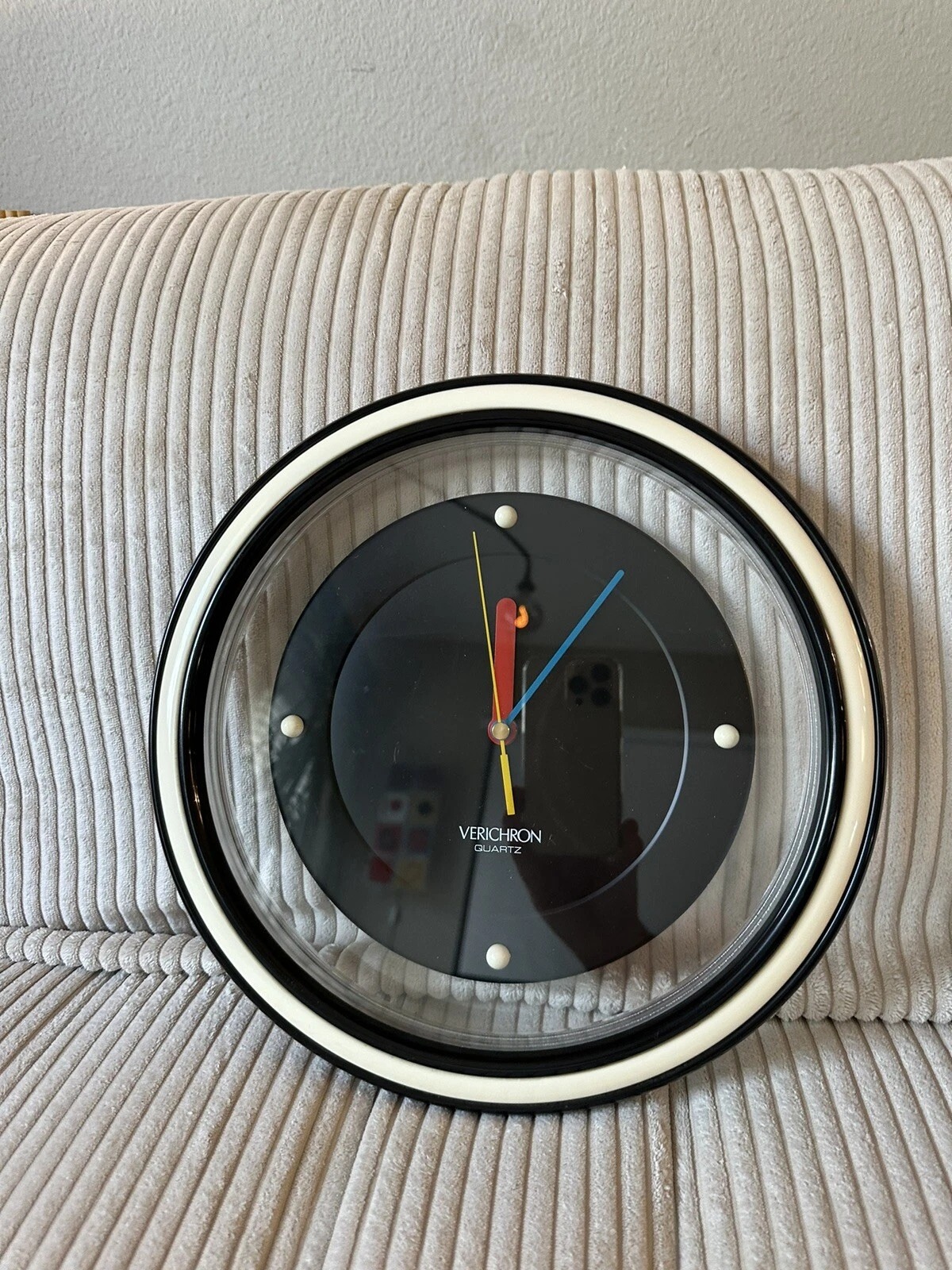 Vintage 1980s Verichron Quartz Wall Clock Postmodern 