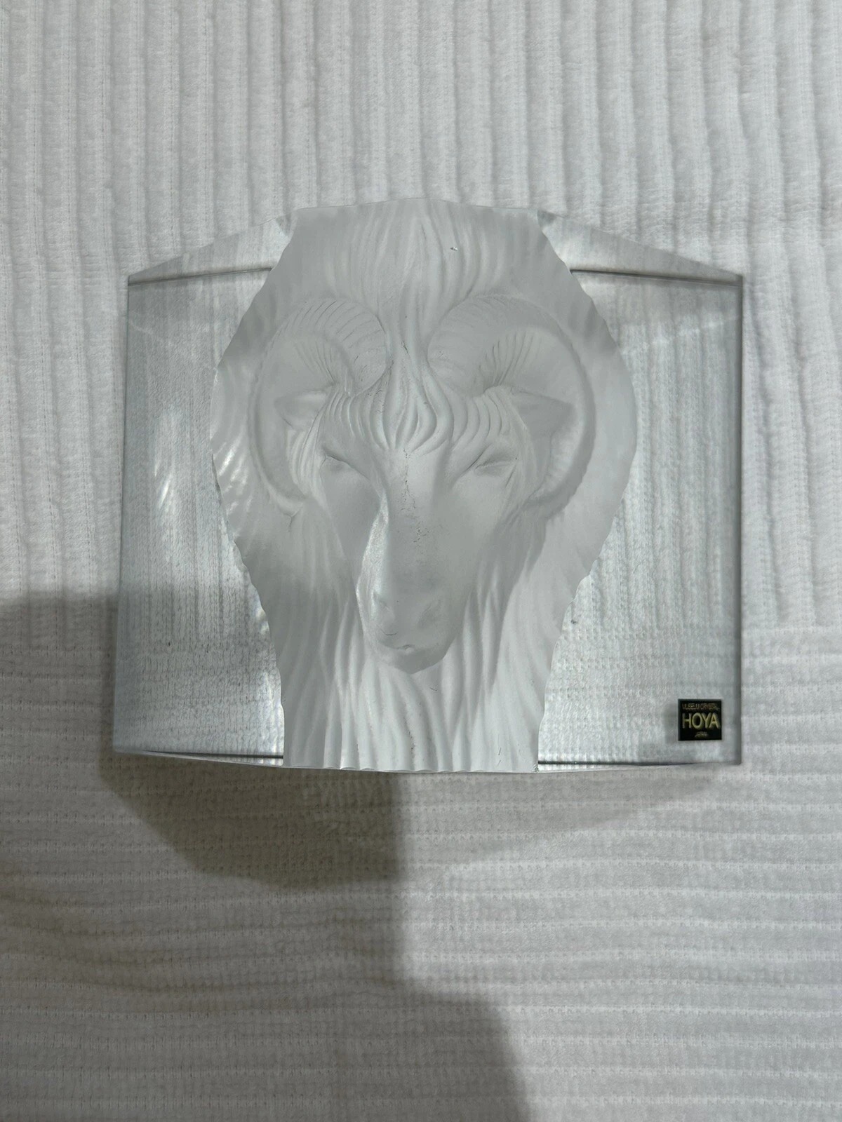 HOYA Crystal Ram Head Paperweight
