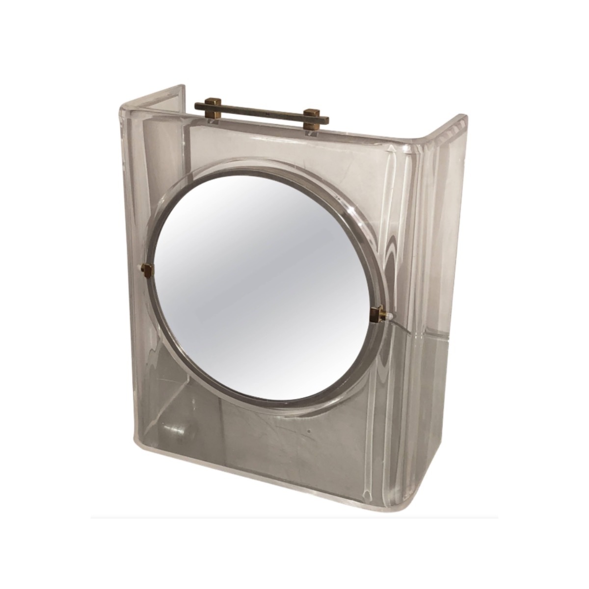 RARE Vintage 1960’s Beautiful Lucite Brass Tabletop Vanity Mirror