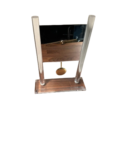 Rare 80s Jon Gilmore Style Clock Post Pendulum Lucite Mirror Clock Sculpture Art
