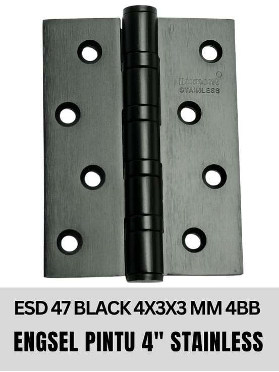 Dumont Engsel Pintu Stainless 4" x 3" 4BB Tebal 3 mm SS201 ESD47 BLACK Finish 4 Ball Bearing per Pasang