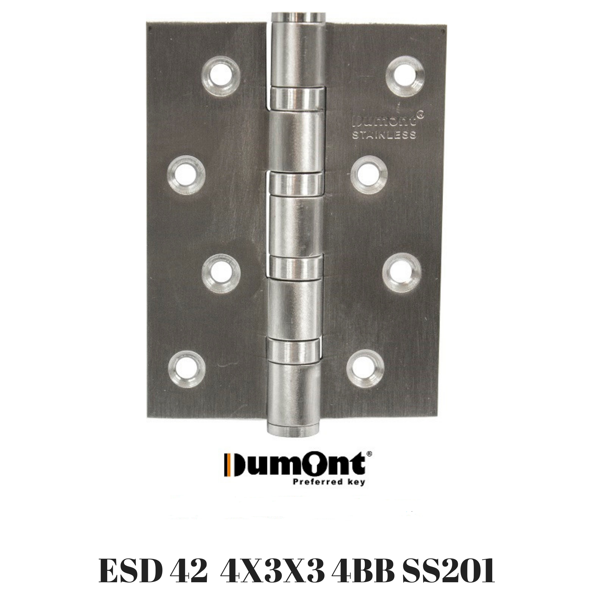 Dumont Engsel Pintu Stainless 4" x 3" 4BB Tebal 3 mm SS201 ESD42 Satin Finish 4 Ball Bearing Pasang