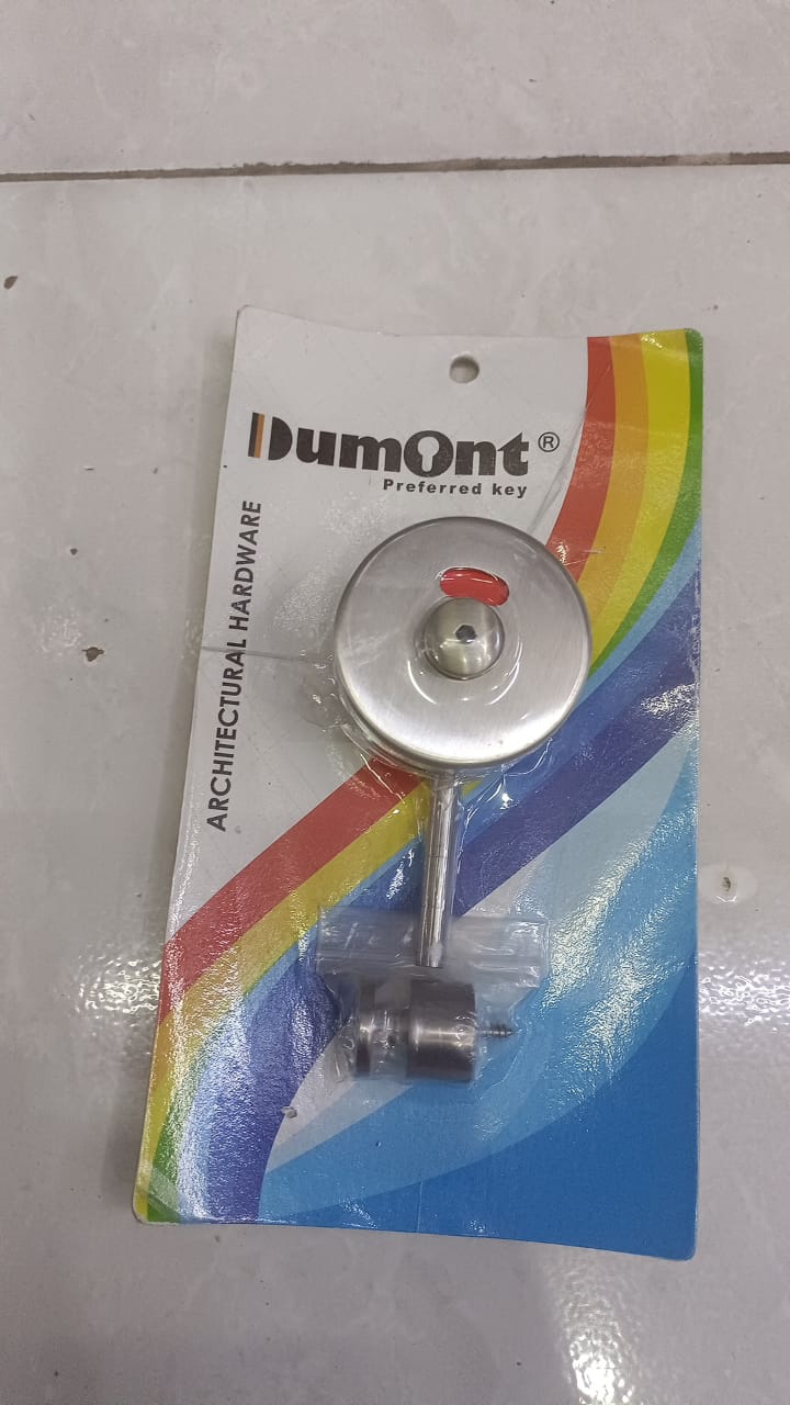 Dumont Grendel WC GWC 411 Bentuk Bulat Bahan Stainless Steel SUS304 dengan Indikator Luar Kode untuk Pintu WC Public di Hotel Mal High Risk Building