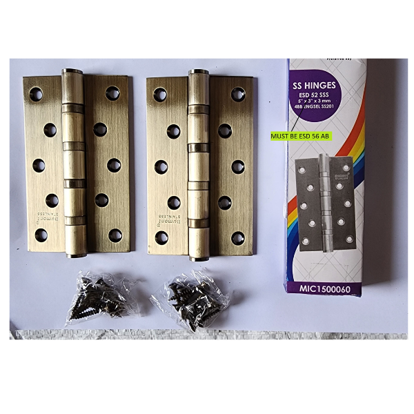 Dumont Engsel Pintu Stainless 5" x 3" x 3mm 4 Ball Bearing ESD56 AB Finish untuk Pintu Berat hingga 60kg