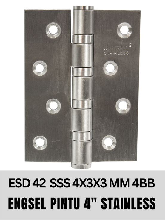 Dumont Engsel Pintu Stainless 4" x 3" 4BB Tebal 3 mm SS201 ESD42 Satin Finish 4 Ball Bearing Pasang