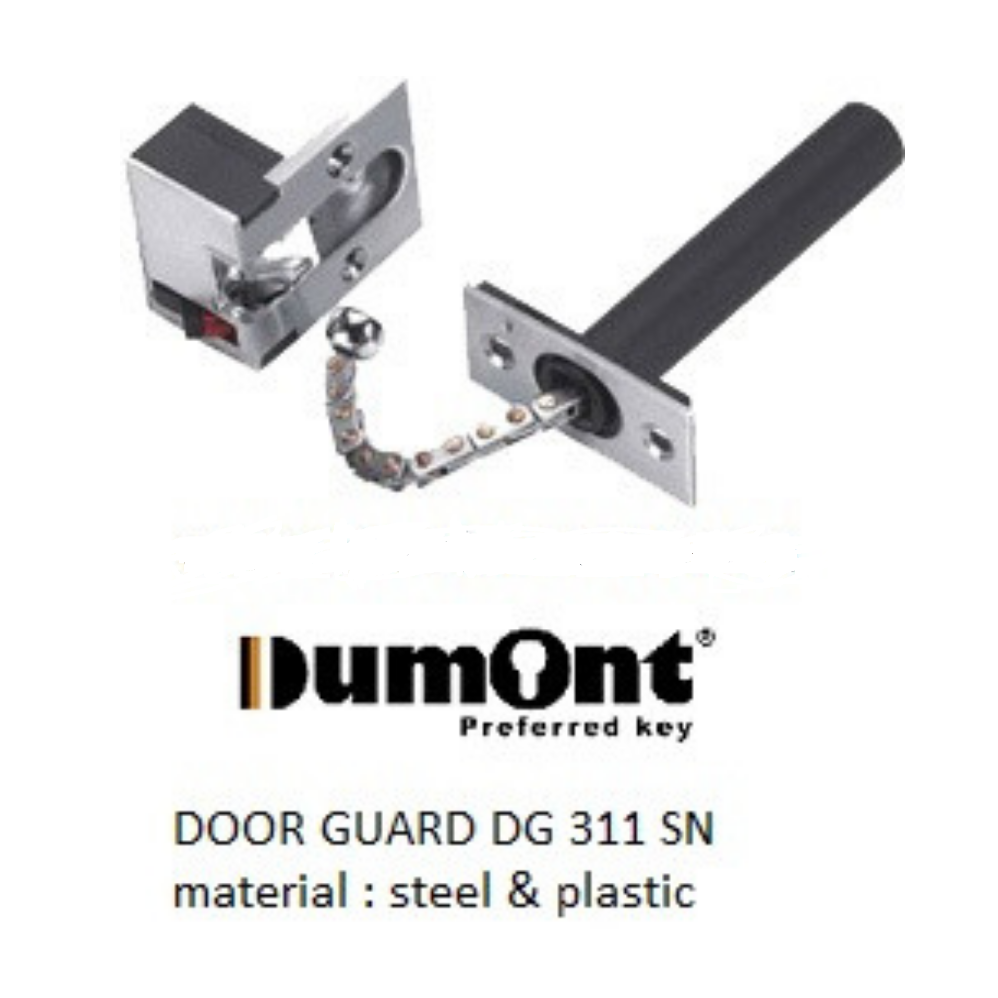 Dumont Grendel Rantai Door Guard DG 311 SN Pengaman Pintu Hotel Apartemen Material Steel & Plastic Kunci Tambahan