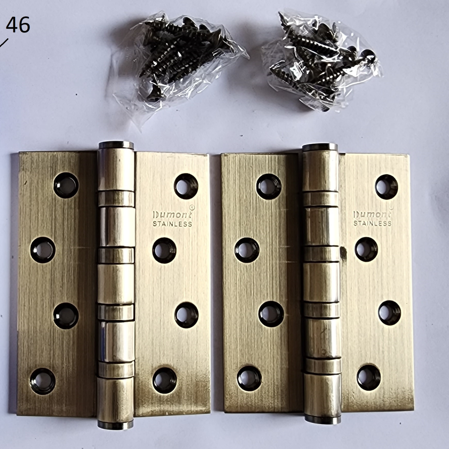 Dumont Engsel Pintu Stainless 4" x 3" 4BB Tebal 3 mm SS201 ESD46 AB Finish 4 Ball Bearing per Pasang