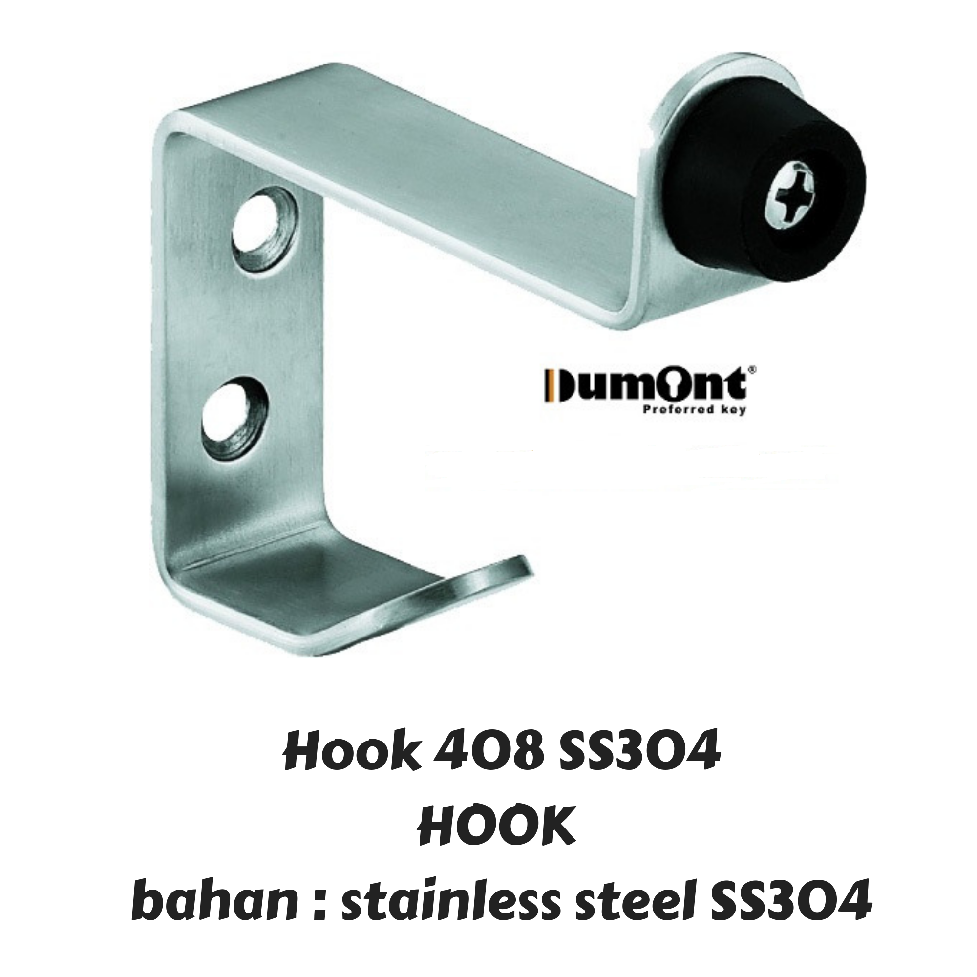 Hook gantungan baju toilet hotel 2 gait & door stop SS304 Hook 408 DUMONT