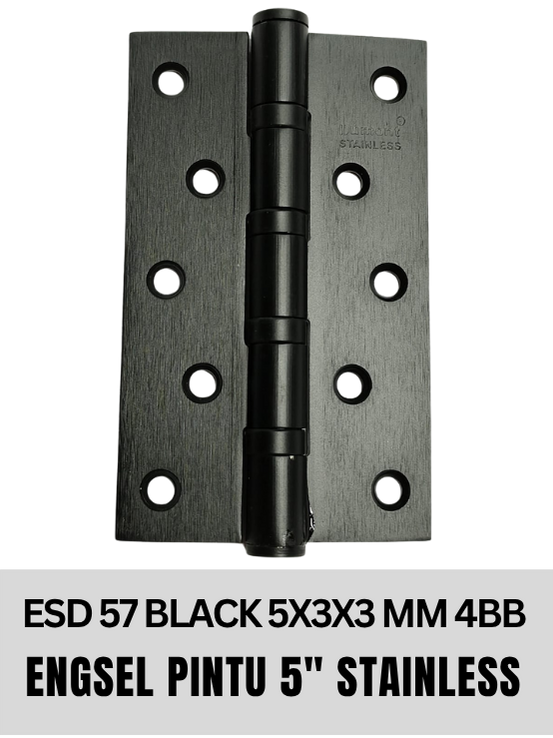 Dumont Engsel Pintu Stainless 5" x 3" x 3mm 4 Ball Bearing ESD57 MIC1500078 Finish Black untuk Pintu Berat hingga 60kg