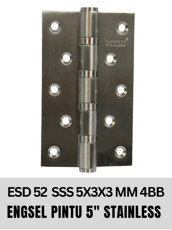 Dumont Engsel Pintu Stainless 5" x 3" x 3mm 4 Ball Bearing ESD52 Satin Finish untuk Pintu Berat hingga 60kg