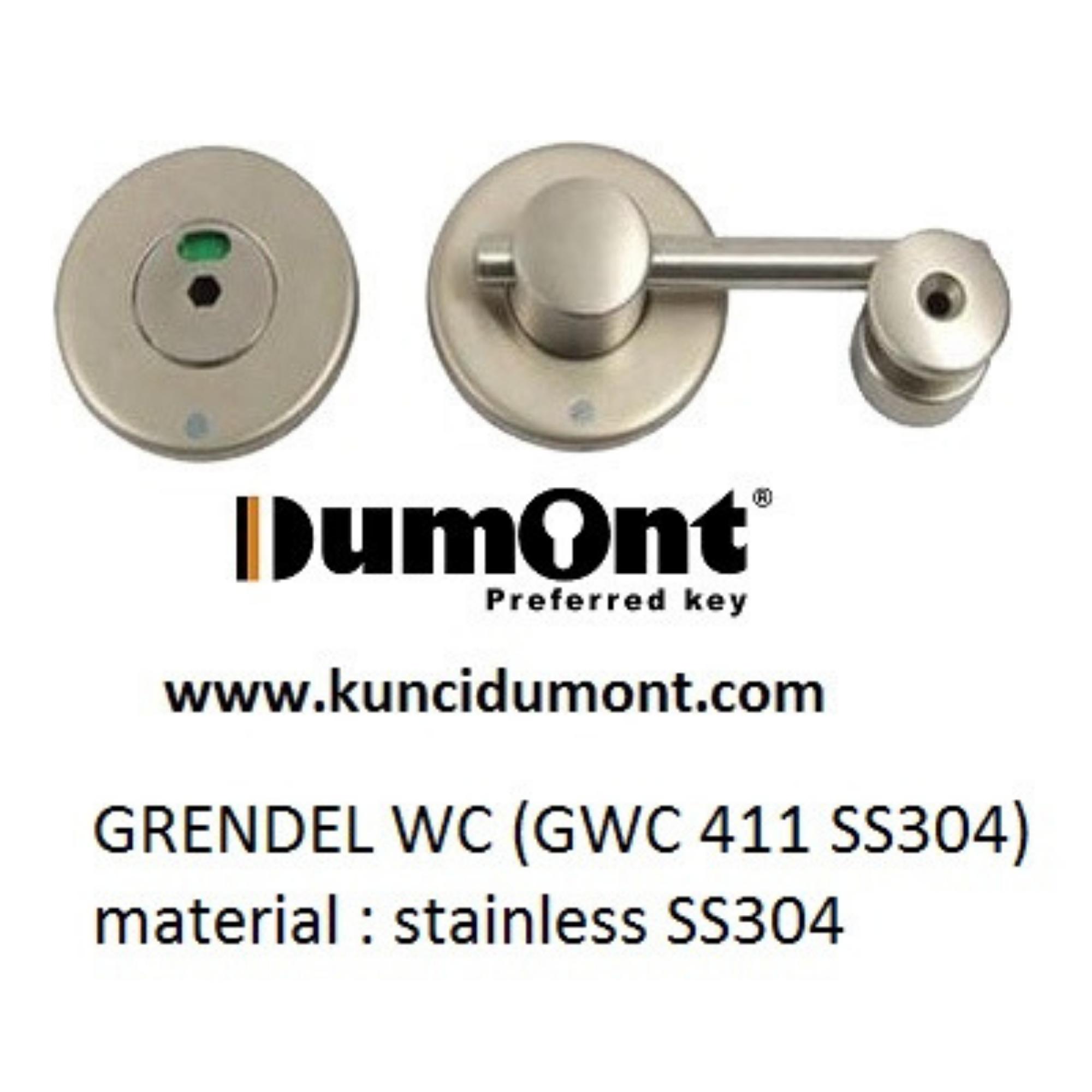 Dumont Grendel WC GWC 411 Bentuk Bulat Bahan Stainless Steel SUS304 dengan Indikator Luar Kode untuk Pintu WC Public di Hotel Mal High Risk Building